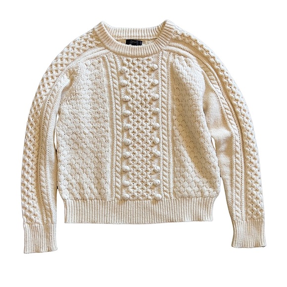J.Crew Popcorn Cable Knit Lambswool Sweater Ivory - Picture 3 of 12